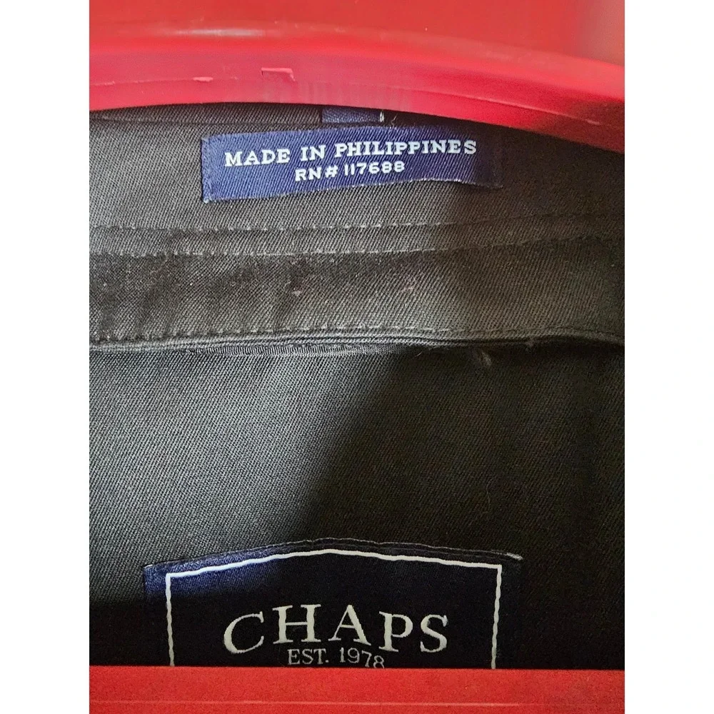 Chaps Mens Black Double Breasted Trench Coat Removable Liner 46L RN 117688